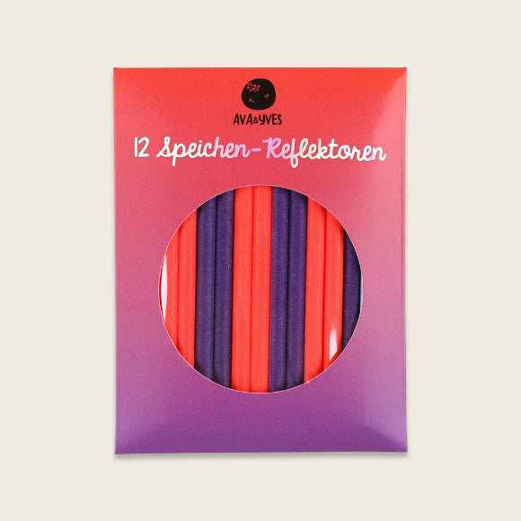 ava\&yves Speichenreflektoren: 12er-Set in Neonpink und Violett, Sichtfenster-Verpackung; Reflektor-Clips für Fahrrad-Speichen
